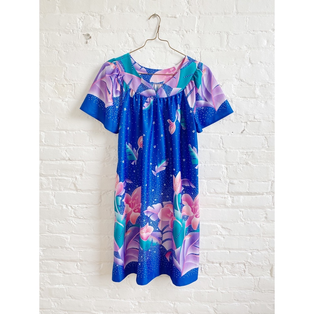 Vintage 90s Hawaiian Floral Midi Dress